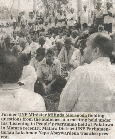 'Lisening to People' programme held at Palatuwa in Matara