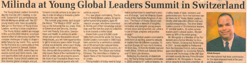 Milinda at Young Global Leaders Summit in Switzerland